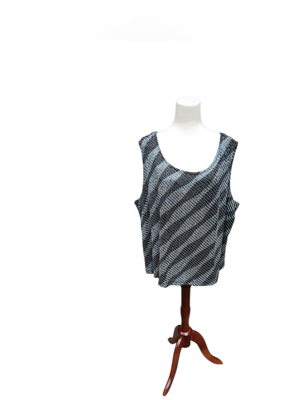 VTG 90s Y2K Betsy’s Things Plus Size 26W 28W Metallic Silver Black Lurex Tank To